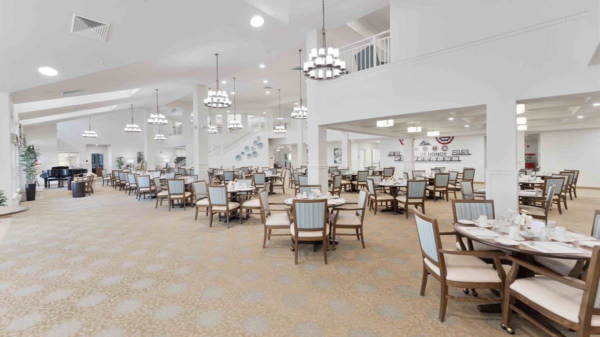 The dining room at Hessler Heights set for mealtime